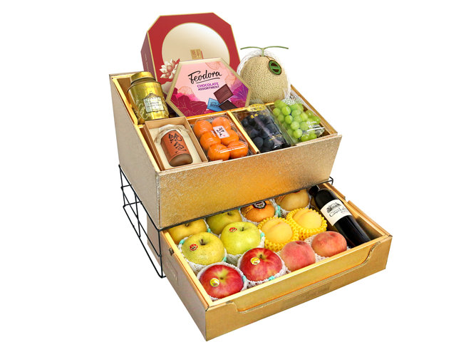 Fruit Basket - Mid Autumn Double Deck Peninsula MoonCake Fruits Gift Tower D11 - 0DP0714E7 Photo