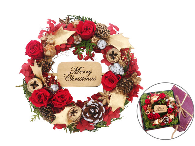 Preserved Forever Flower - Christmas Preserved Flower Wreath Gift Box M37 - L44000039 Photo